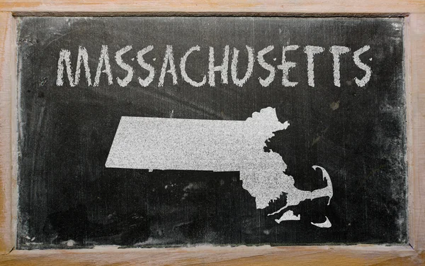 黒板にマサチューセッツ州の私たちのマップの概要します。 — ストック写真