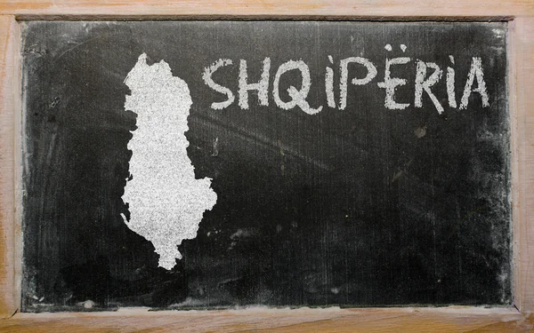 Περίγραμμα της Αλβανίας στο blackboard — Φωτογραφία Αρχείου