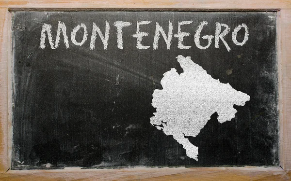 Outline map of montenegro on blackboard — Stock Photo, Image