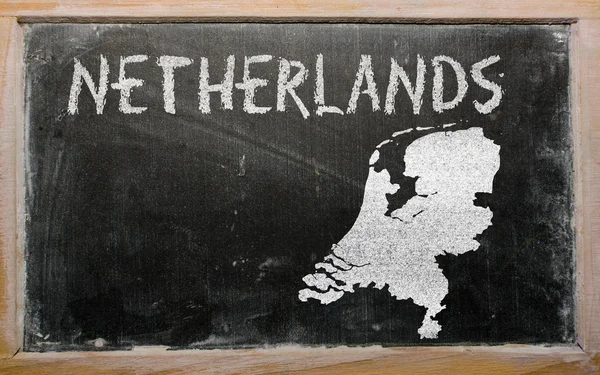 ब्लॅकबोर्डवर नेदरलँड्सची बाह्यरेखा नकाशा — स्टॉक फोटो, इमेज