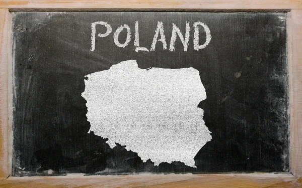 Mapa do contorno da polônia no quadro negro — Fotografia de Stock