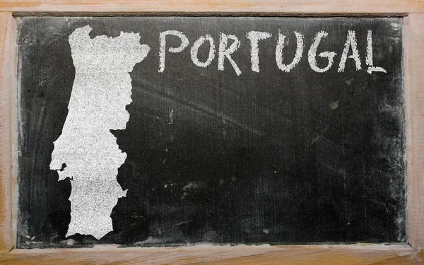 Περίγραμμα της Πορτογαλίας στο blackboard — Φωτογραφία Αρχείου