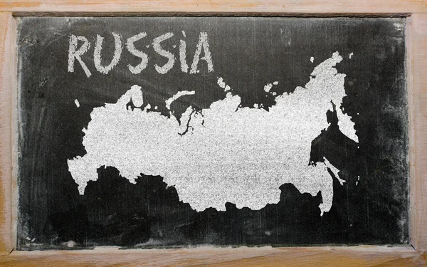 Mapa do esboço de Rússia no quadro negro — Fotografia de Stock