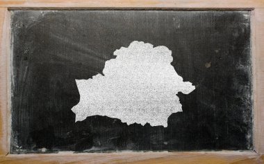 Outline map of belarus on blackboard