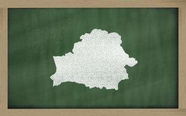 Outline map of belarus on blackboard