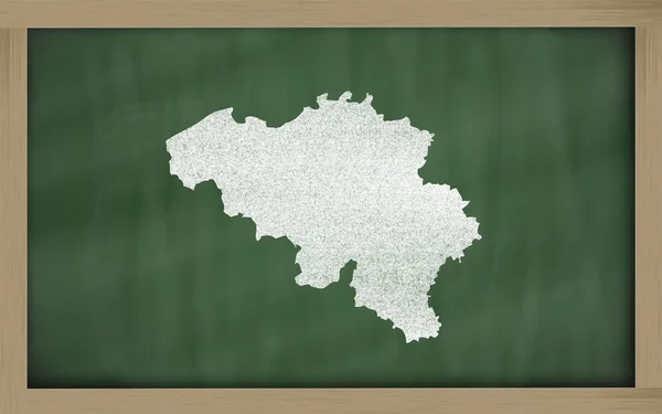 Outline map of belgium on blackboard — Zdjęcie stockowe
