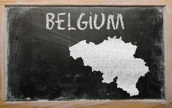 Outline map of belgium on blackboard — Stock Photo, Image