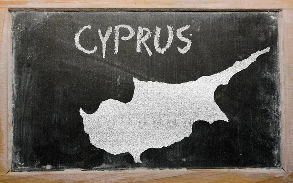 黑板上的塞浦路斯大纲地图 — 图库照片