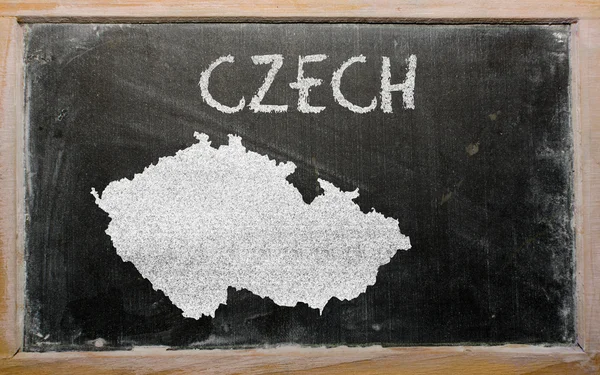 Outline map of czech on blackboard — Stock Photo, Image