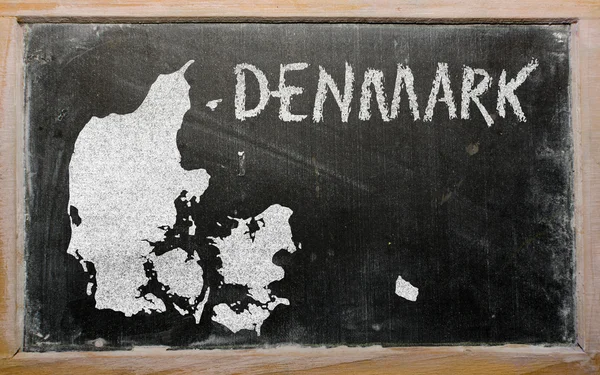 Konturkarta över Danmark på blackboard — Stockfoto