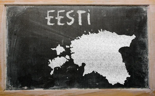 Mapa do esboço de estonia no quadro negro — Fotografia de Stock