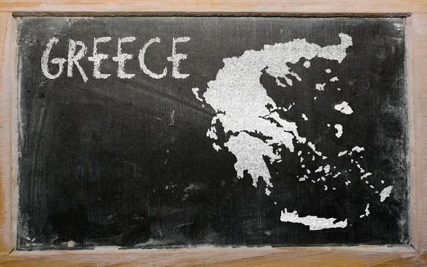 黑板上的希腊大纲地图 — 图库照片