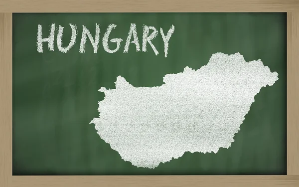 Outline map of hungary on blackboard — Stock Photo, Image
