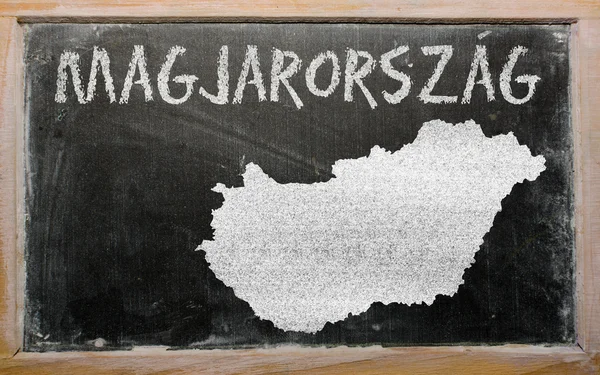 Anahat yazı tahtası üzerinde Macaristan haritası — Stok fotoğraf