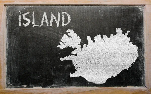 Outline map of iceland on blackboard — Stock Photo, Image