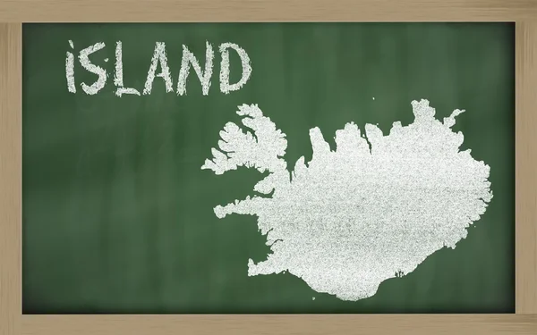 Outline map of iceland on blackboard — Stock Photo, Image