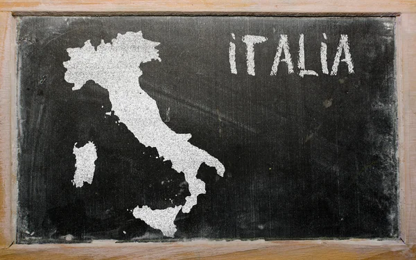 Mappa schematica dell'Italia sulla lavagna — Foto Stock