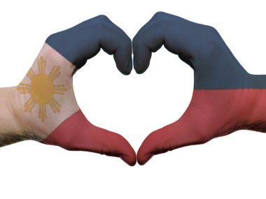 Heart and love gesture in philippines flag colors by hands isola clipart