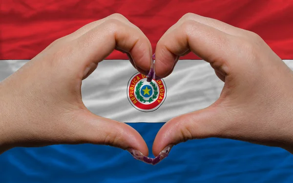 Πέρα από την εθνική σημαία της Παραγουάης έδειξε χειρονομία καρδιά και αγάπη τρελών — Φωτογραφία Αρχείου