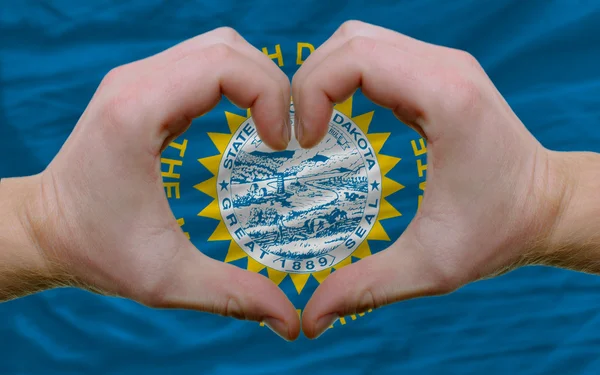 Sopra bandiera di stato americano del sud dakota ha mostrato cuore e amore g — Foto Stock