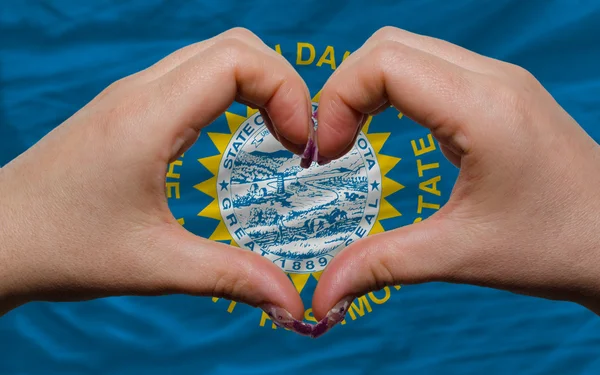 Over american state flag of south dakota showed heart and love g — Stock Photo, Image