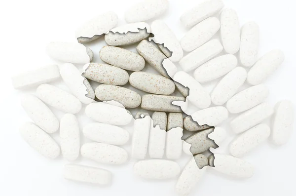 Περίγραμμα της Αρμενίας με διαφανή χάπια στο παρασκήνιο — Φωτογραφία Αρχείου