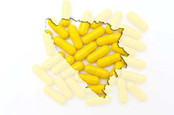 Mapa do esboço da Bósnia-Herzegovina com pílulas transparentes no — Fotografia de Stock