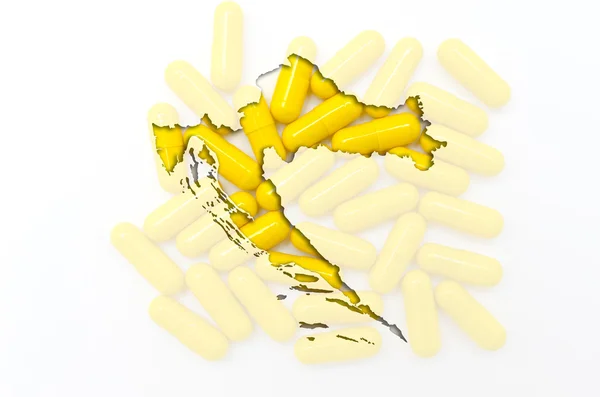 Περίγραμμα της Κροατίας με διαφανή χάπια στο παρασκήνιο — Φωτογραφία Αρχείου