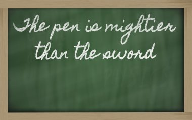 Expression - The pen is mightier than the sword - written on a clipart