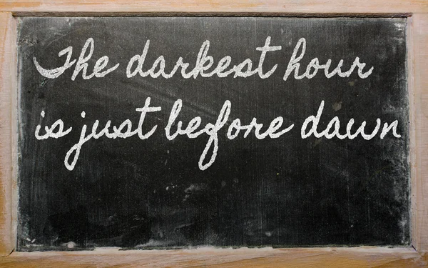 stock image Expression - The darkest hour is just before dawn - written on