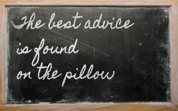 Expression - The best advice is found on the pillow - written o — Stock Photo, Image