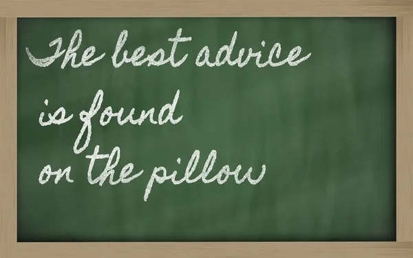 Expression - The best advice is found on the pillow - written o — Stock Photo, Image