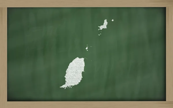 Outline map of grenada on blackboard — Stock Photo, Image