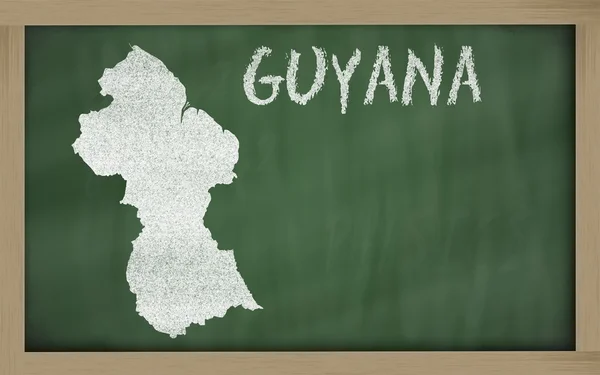 Overzicht-kaart van guyana op blackboard — Stockfoto
