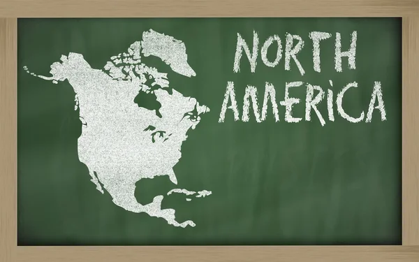 Outline map of north america on blackboard — Stock Photo, Image