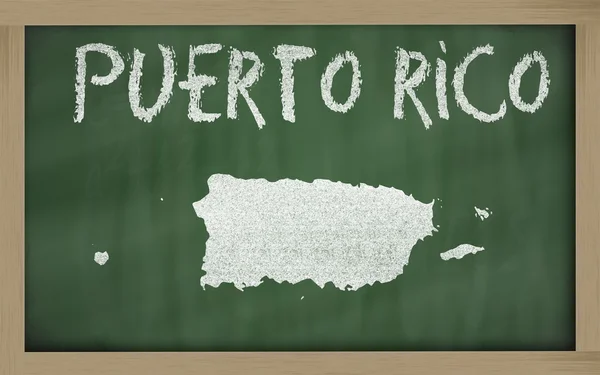 Mapa do esboço de puerto rico no quadro negro — Fotografia de Stock