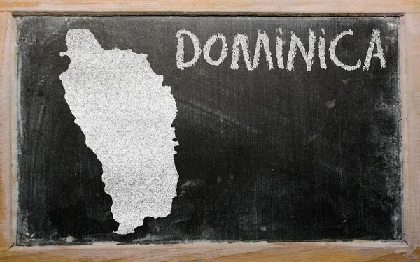 Umrisskarte von Dominica auf Tafel — Stockfoto
