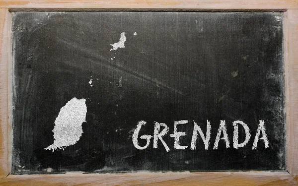Mapa do contorno de granada no quadro negro — Fotografia de Stock