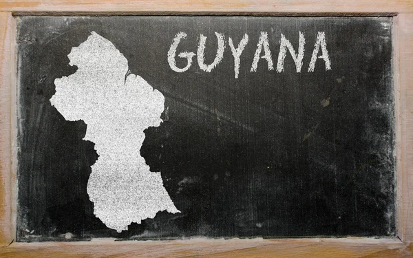 Mappa schematica della guyana sulla lavagna — Foto Stock