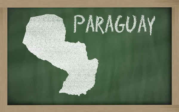 Mapa do contorno do paraguai em quadro-negro — Fotografia de Stock