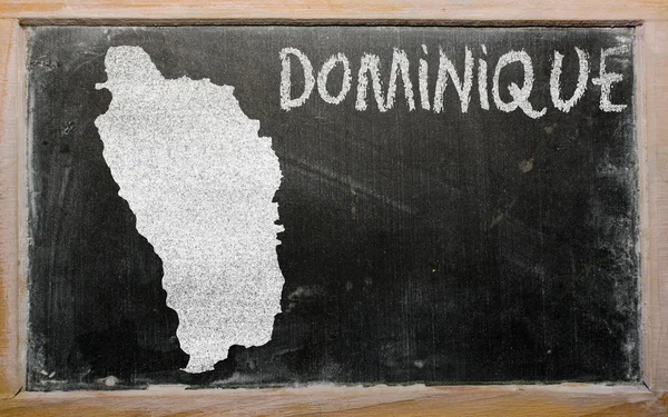 黑板上的多米尼克大纲地图 — 图库照片