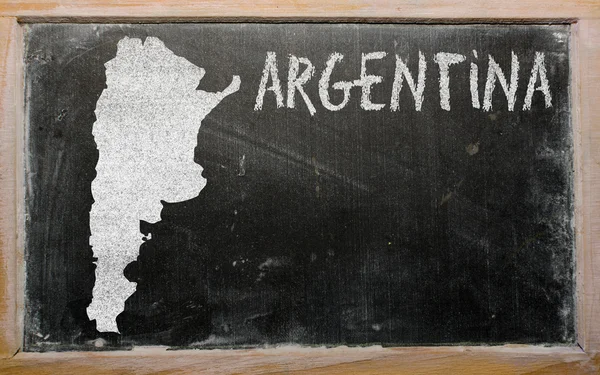 Outline map of argentina on blackboard — Stock Photo, Image