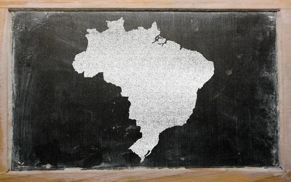 Outline map of brazil on blackboard — Stock Photo, Image