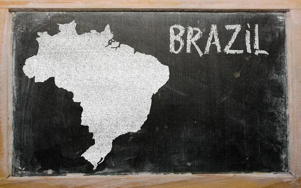 Outline map of brazil on blackboard — Stock Photo, Image