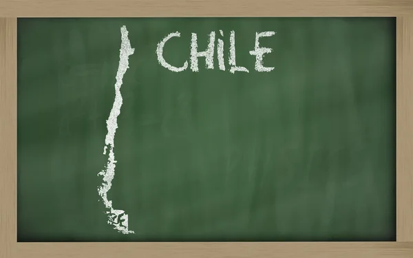 Mapa do contorno do chile no quadro negro — Fotografia de Stock