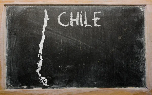 黒板にチリの概略図 — ストック写真