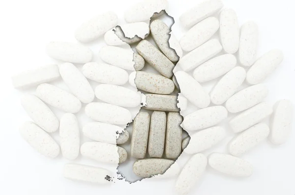 Περίγραμμα της Φινλανδίας με χάπια στο παρασκήνιο για την υγεία ένα — Φωτογραφία Αρχείου