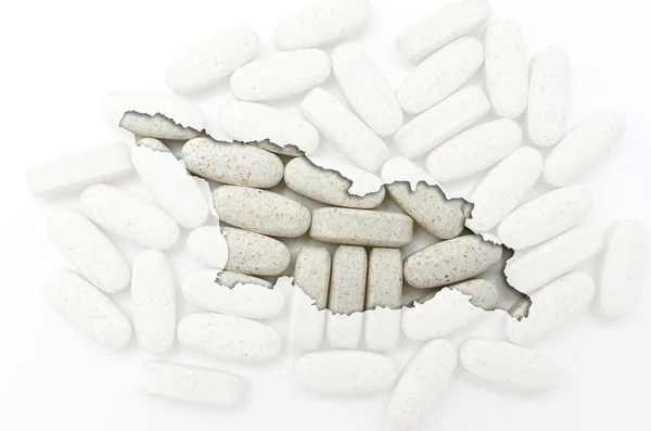 Umrisskarte von Georgien mit Pillen im Hintergrund für Gesundheit a — Stockfoto