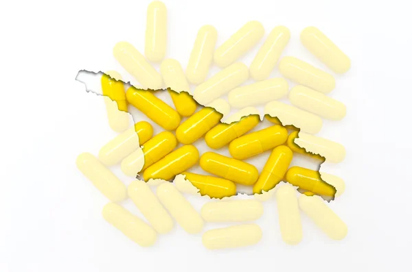 Mapa del esquema de georgia con pastillas en el fondo para la salud a — Foto de Stock