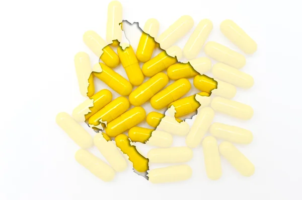 Konturkarta över Nederländerna med montenegro piller i BA — Stockfoto